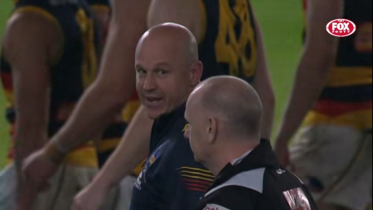 Matthew Nicks and Ken Hinkley's frosty exchange after the Showdown.