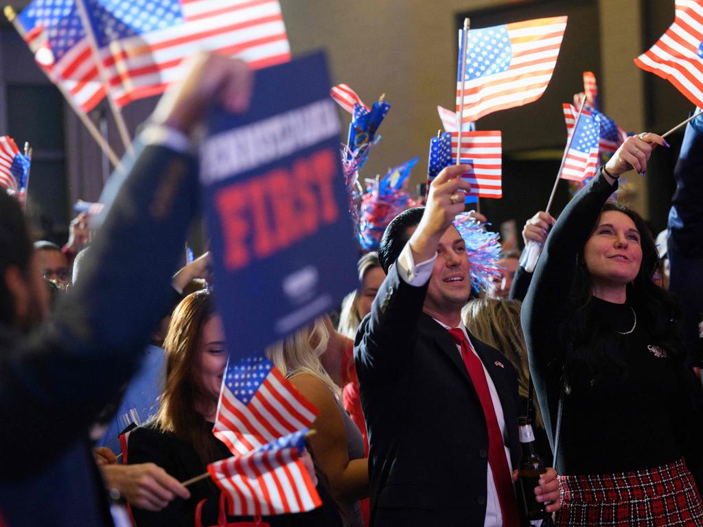 Supporters celebrate newly-elected Pennsylvania Republican Senator Dave McCormick after victory in a close race with incumbent US Senator Bob Casey. Picture: Getty Images.