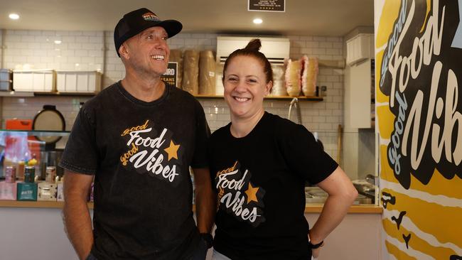 Mark and Julie Baylis, owners of Marlie’s Eatery in North Sydney, would welcome residents moving into empty office space. Picture: Jonathan Ng