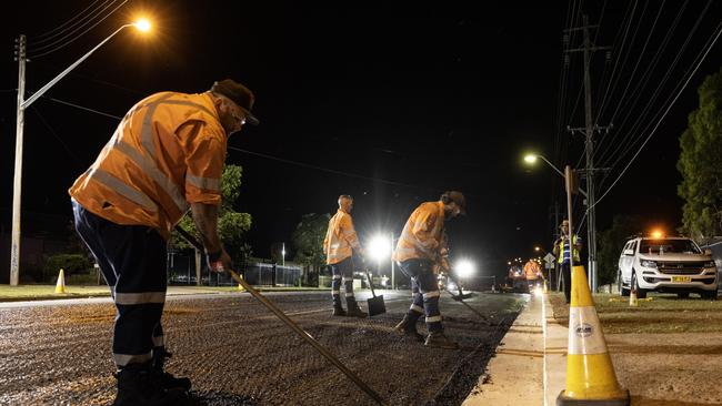 Australia’s first road made using recycled coffee cups in Penrith, NSW. Picture: Pak-Pave