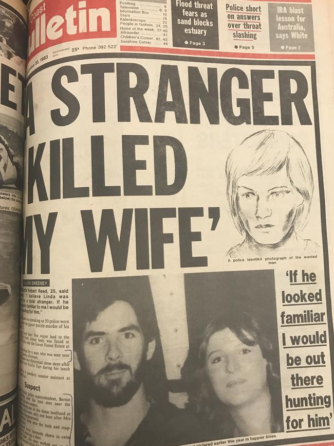 Front pages from the 1980s, after Linda Reed was murdered.