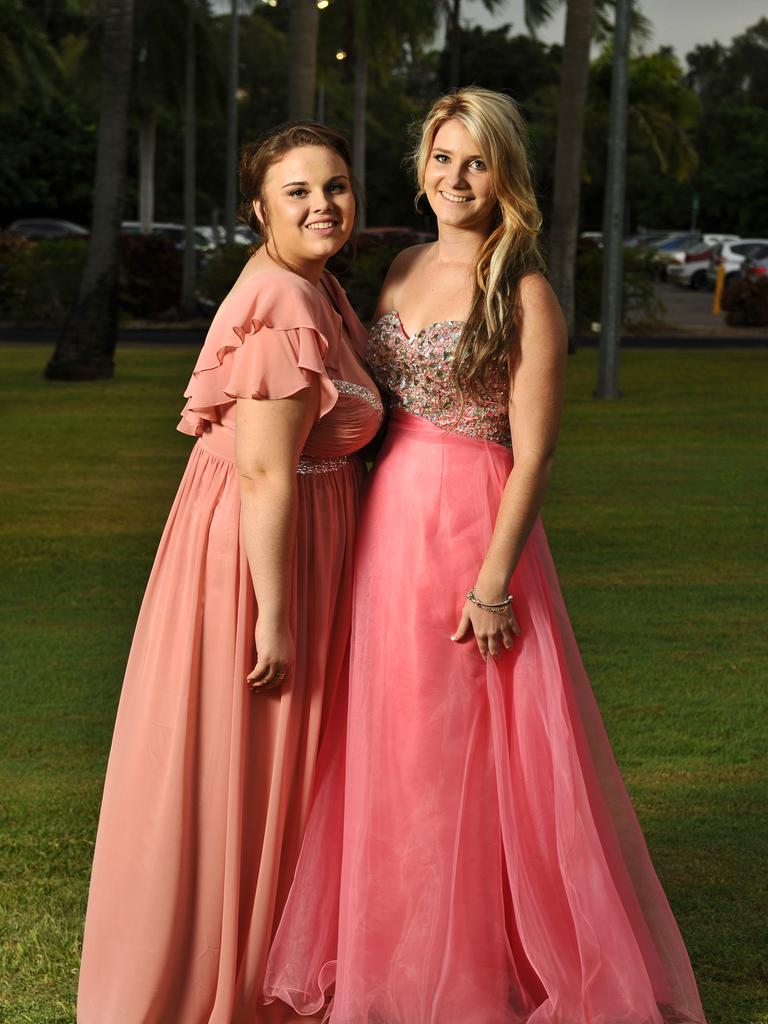 Chantelle Dalton and Emily Bennett at the Palmerston Senior College 2012 formal at SkyCity Grand Ballroom.