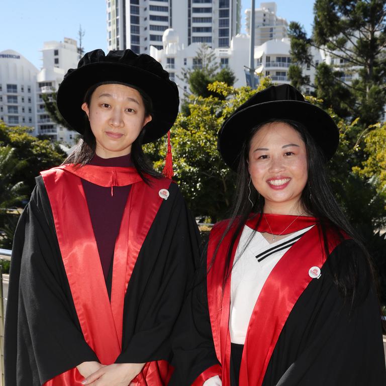 Griffith business school graduation at Golc Coast convention Centre. Yachen Zhang and Jinyab Chen. Picture Glenn Hampson