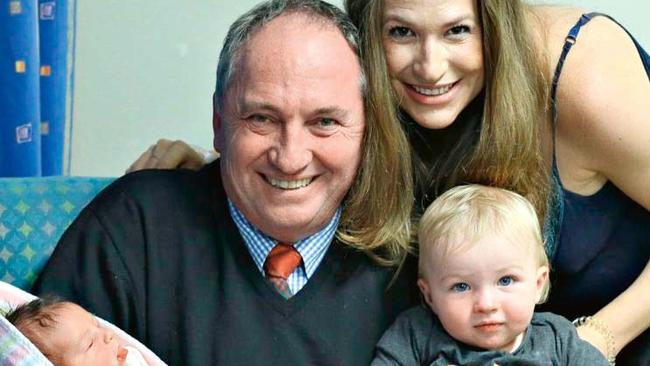 Barnaby Joyce and Vikki Campion with newborn son Tom and Sebastian, 1. Picture: Instagram