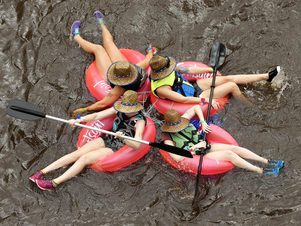 The annual Australia Day Raft and Craft Race down the Namoi River near Gunnedah in north west NSW attracted hundreds of competitors. Picture: Peter Lorimer