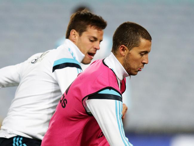 Chelsea FC's Eden Hazard during the Chelsea FC training session at ANZ Stadium, Sydney. Pic Brett Costello