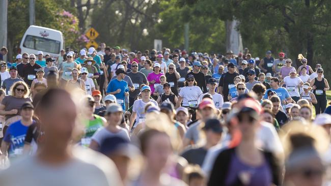 Entrants at the start of the 4km event of Peak2Park 2022, Sunday, April 3, 2022. Picture: Kevin Farmer