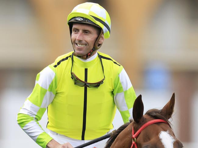 SYDNEY, AUSTRALIA - MARCH 05: Nash Rawiller on Eduardo returns to scale after winning race 5 the Hyland Race Colours Challenge Stakes during Sydney Racing at Royal Randwick Racecourse on March 05, 2022 in Sydney, Australia. (Photo by Mark Evans/Getty Images)