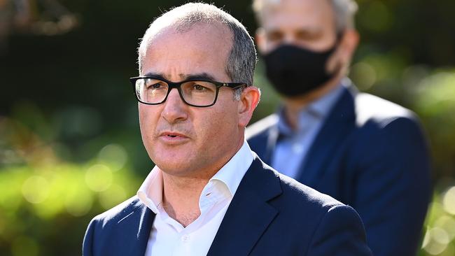 Acting Premier James Merlino lashed the federal government for failing to provide lockdown funds. Picture: Quinn Rooney/Getty Images