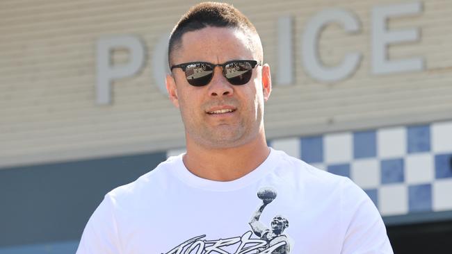 SYDNEY, AUSTRALIA - NewsWire photos FEBRUARY 16, 2022:  Jarryd Hayne reports to Merrylands police station after his release from jail yesterday. Picture: NCA NewsWire / Dylan Coker