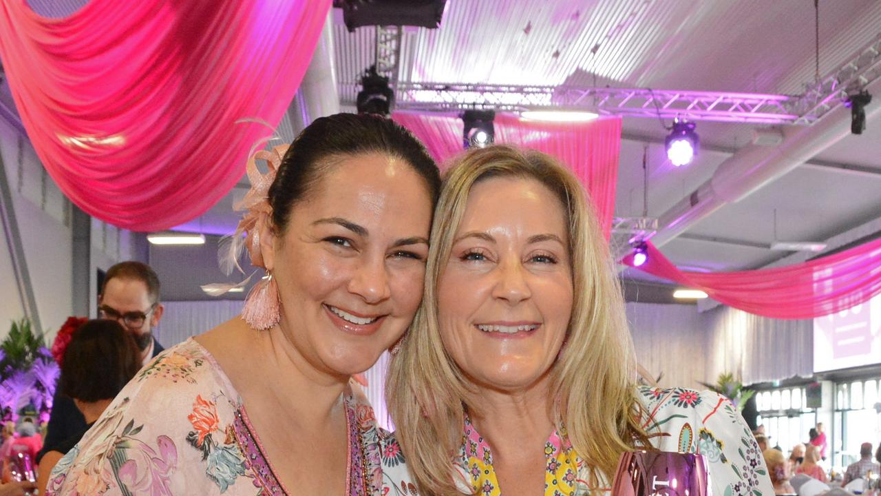 Leschen Smaller and Theresa Allery at Pink Ribbon Race Day in the Events Centre, GCTC Bundall. Pic: Regina King