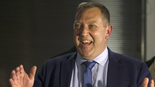 Braddon Liberal candidate Gavin Pearce celebrates his win at Burnie. PICTURE CHRIS KIDD