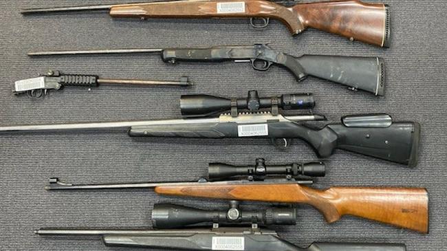 Police seized a number of firearms during a vehicle stop near Muswellbrook on Saturday as part of Operation Devil Ark. Picture: NSW Police