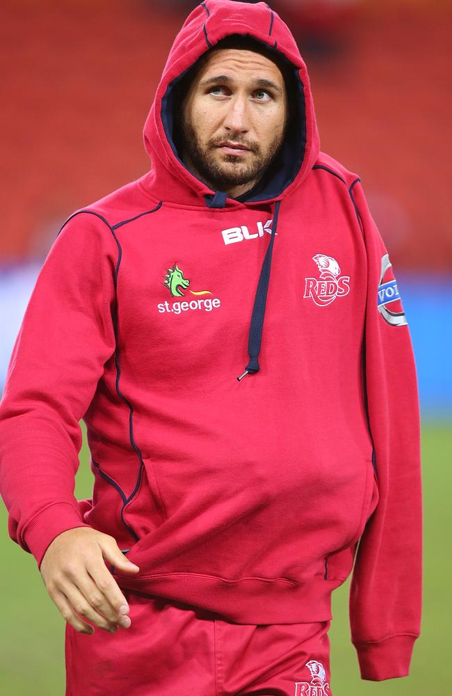 Quade Cooper injured his shoulder in the Reds’ loss to the Rebels.