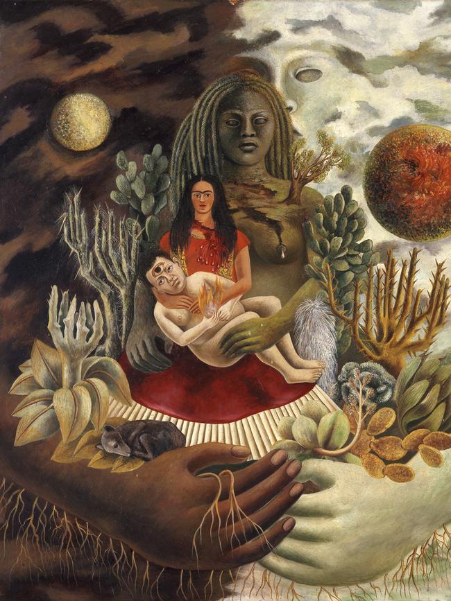 The love embrace the universe, the marth (Mexico) Diego, me and Señor Xolotl 1949, Coyoacan, Mexico oil on board