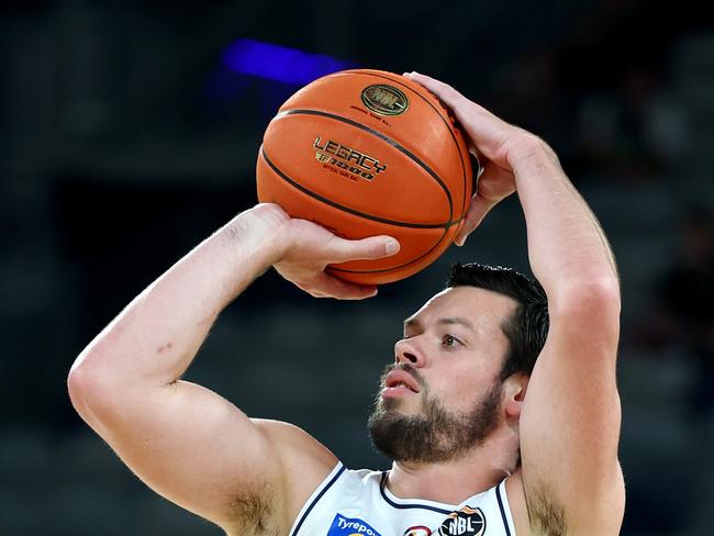 MELBOURNE, AUSTRALIA - FEBRUARY 02: Jason Cadee of the 36ers warms up ahead of the round 19 NBL match between South East Melbourne Phoenix and Adelaide 36ers at John Cain Arena, on February 02, 2025, in Melbourne, Australia. (Photo by Josh Chadwick/Getty Images)