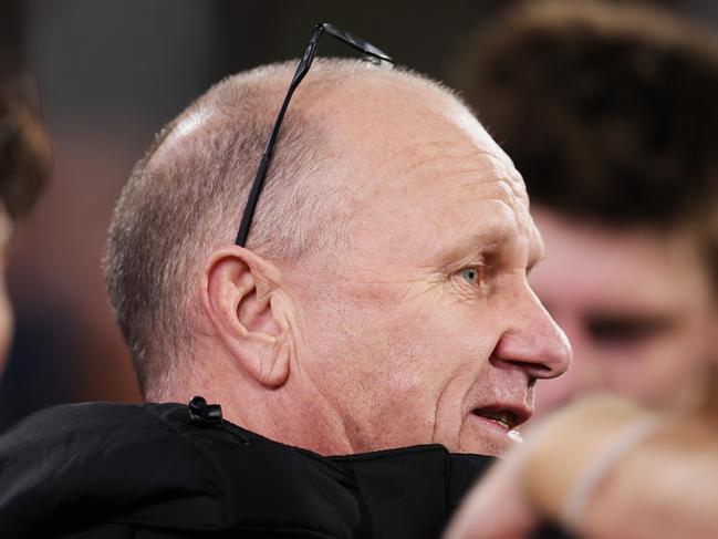 ADELAIDE, AUSTRALIA - MAY 02: Ken Hinkley, Senior Coach of the Power during the 2024 AFL Round 08 match between the Adelaide Crows and the Port Adelaide Power at Adelaide Oval on May 02, 2024 in Adelaide, Australia. (Photo by James Elsby/AFL Photos via Getty Images)