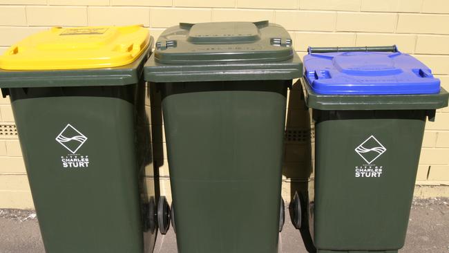 Businesses and residents in the councl areas of Charles Sturt, Marion, Port Adelaide-Enfield and Adelaide city may miss their weekly bin collection. Picture: Stephen Laffer