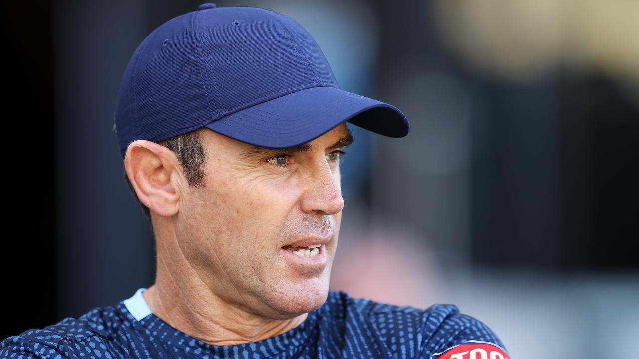 Blues coach Brad Fittler speaks to the media during a New South Wales Blues State of Origin training session at Queensland Country Bank Stadium on June 08, 2021 in Townsville, Australia. (Photo by Mark Kolbe/Getty Images)