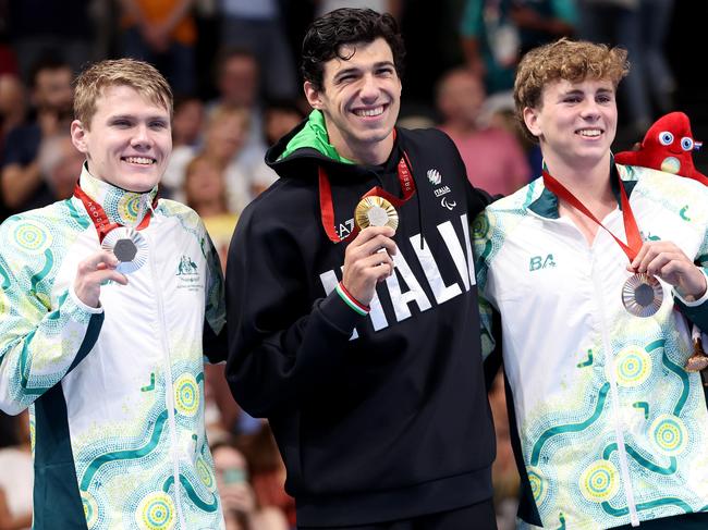 More medals for Australia in the pool, Tim Hodge (L) and Lewis Bishop (R). Picture: Sean M. Haffey/Getty Images