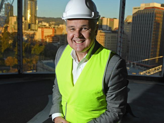 23/07/20 - SkyCity GM David Christian on the roof of the skycity casino.There will be a bar up there once completed with 36o degree views.Picture: Tom Huntley