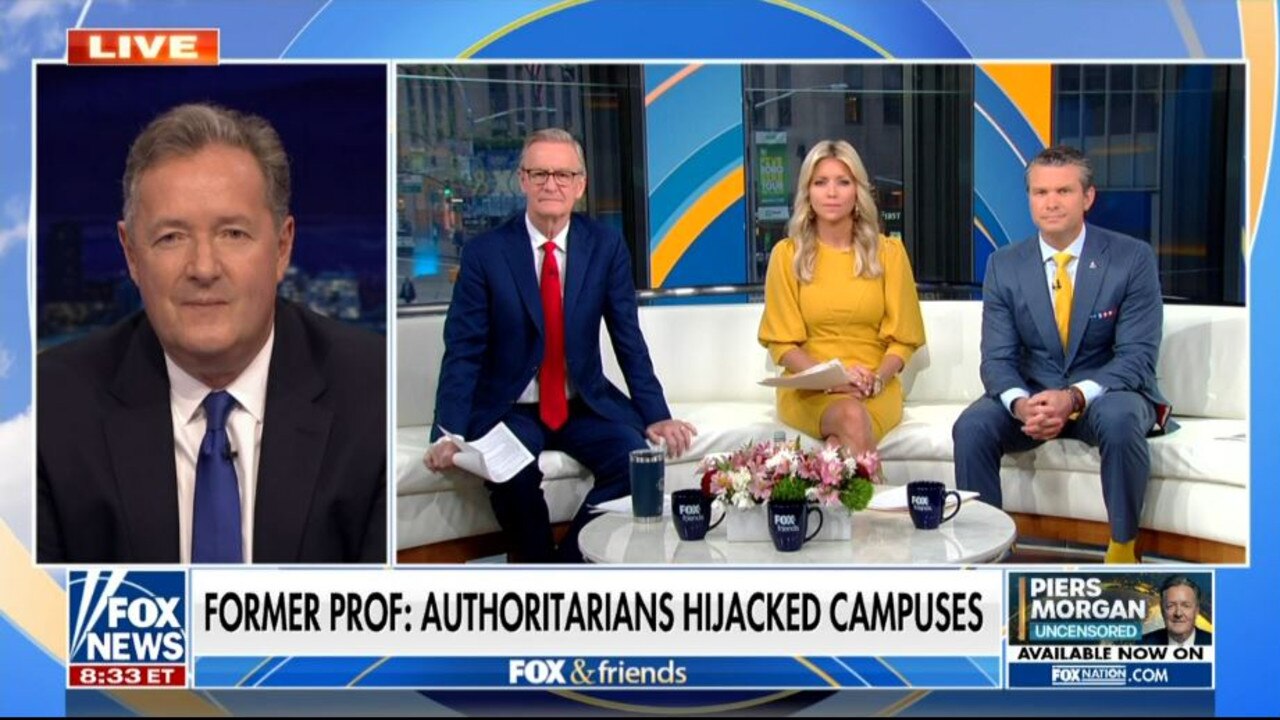 Piers Morgan appeared on the Fox News program Fox &amp; Friends. Picture: Fox News/Flash.