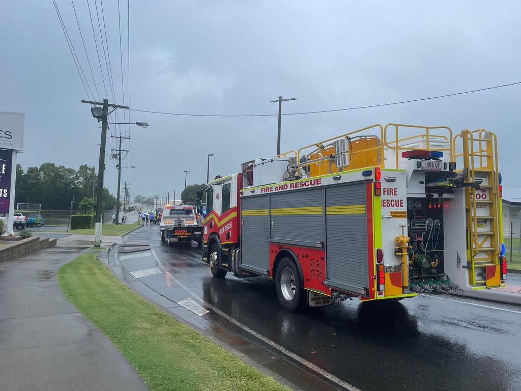 Emergency services responded to two drivers trapped in floodwaters on Thursday. Picture: Zoe Devenport