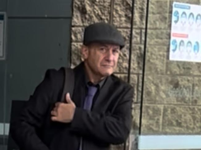 Nick Novak, 60, leaving the Geelong Magistrates' Court after pleading guilty to assault.