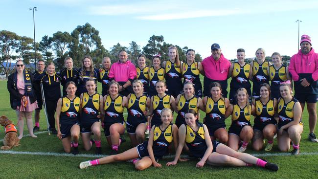 SFLW Community League - Action from Sorell v St Virgils during the annual Pink Sock-Carolyn Birch Memorial Match. Picture: Jake Garland