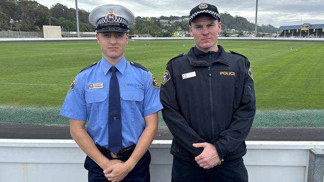 Constable Benjamin Strong and Constable Jamie Duggan at the Western District award and medal ceremony in Burnie. Picture: Simon McGuire.