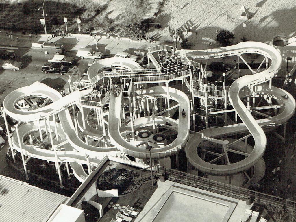 Gold Coast History: Grundy's waterslide at Surfers Paradise. Supplied photo.