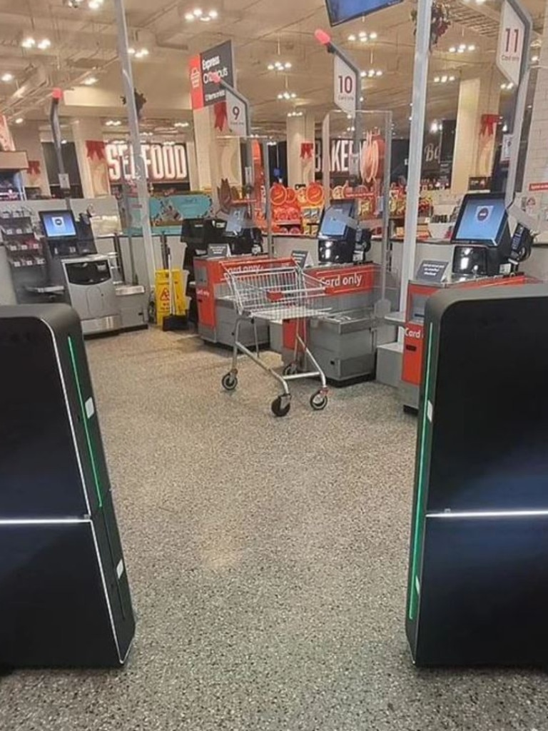 Coles is trialling Smart Gates in its self-checkout area. Picture: Facebook