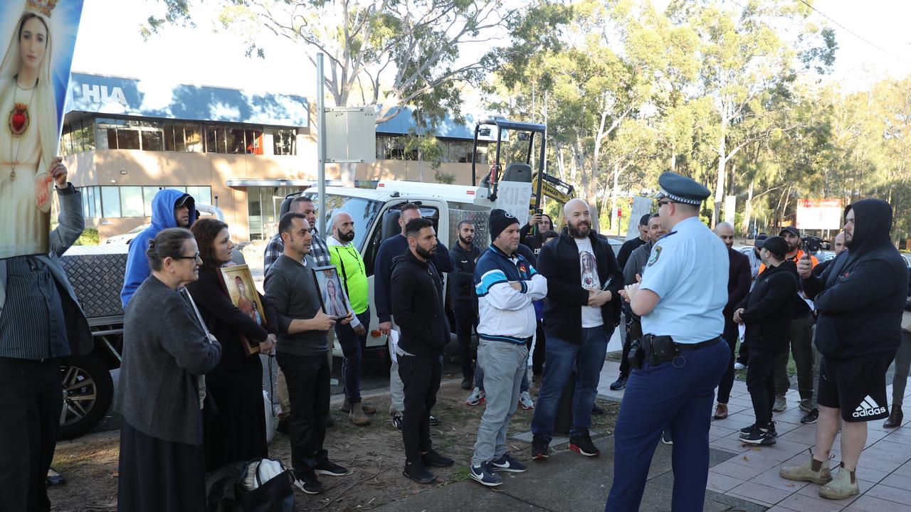 Protesters outside the KIIS FM studio at North Ryde last week. Picture John Grainger