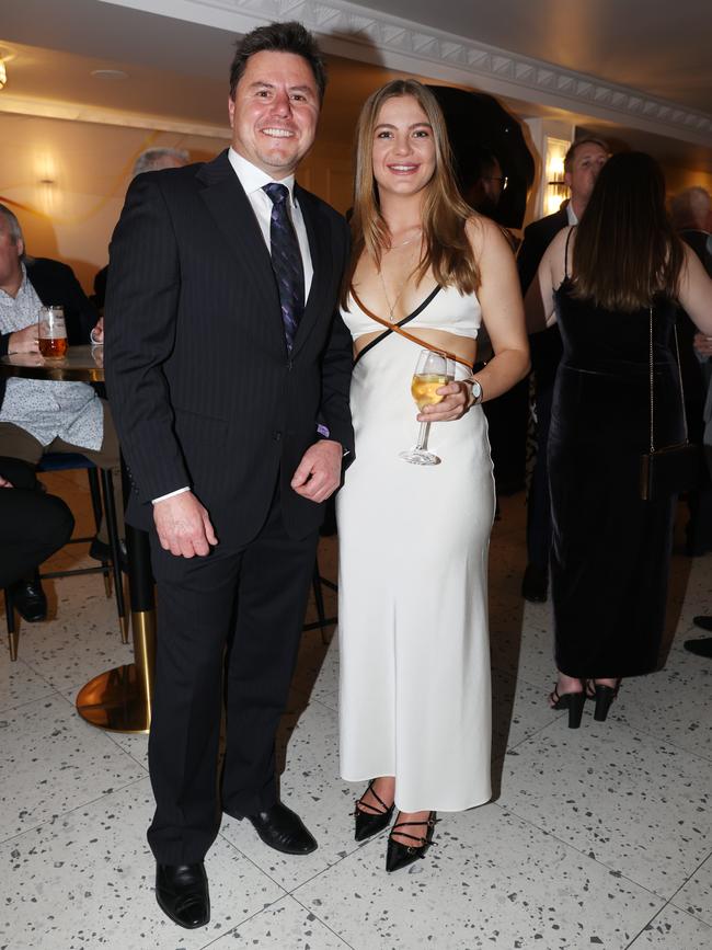 MELBOURNE, AUSTRALIA – OCTOBER 9 2024Mark Stevens and Gabriella Martin at the VAFA Awards Night at the San Remo Ballroom in Carlton on October 9, 2024Picture: Brendan Beckett