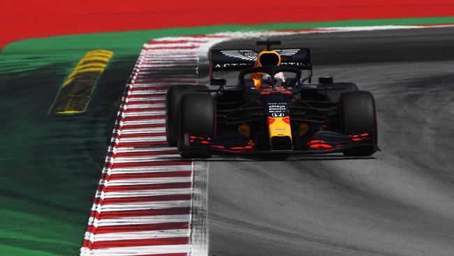 Max Verstappen driving the Red Bull Racing RB16 on track during