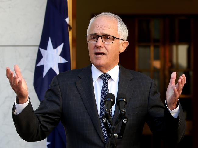 PM Malcolm Turnbull makes the 457 announcement at Parliament House in Canberra. Picture Kym Smith