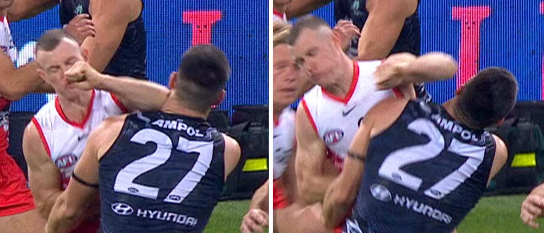 Sydney's Chad Warner could have his Brownlow Medal eligibility come into question after this incident involving Marc Pittonet.