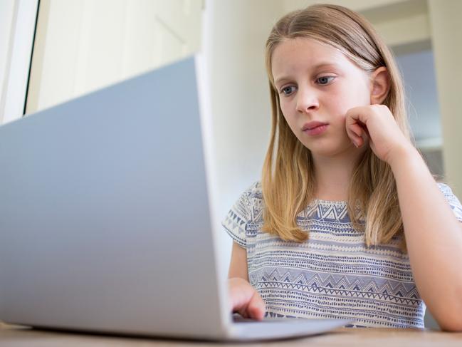 Young Girl Worried About On Line Bullying