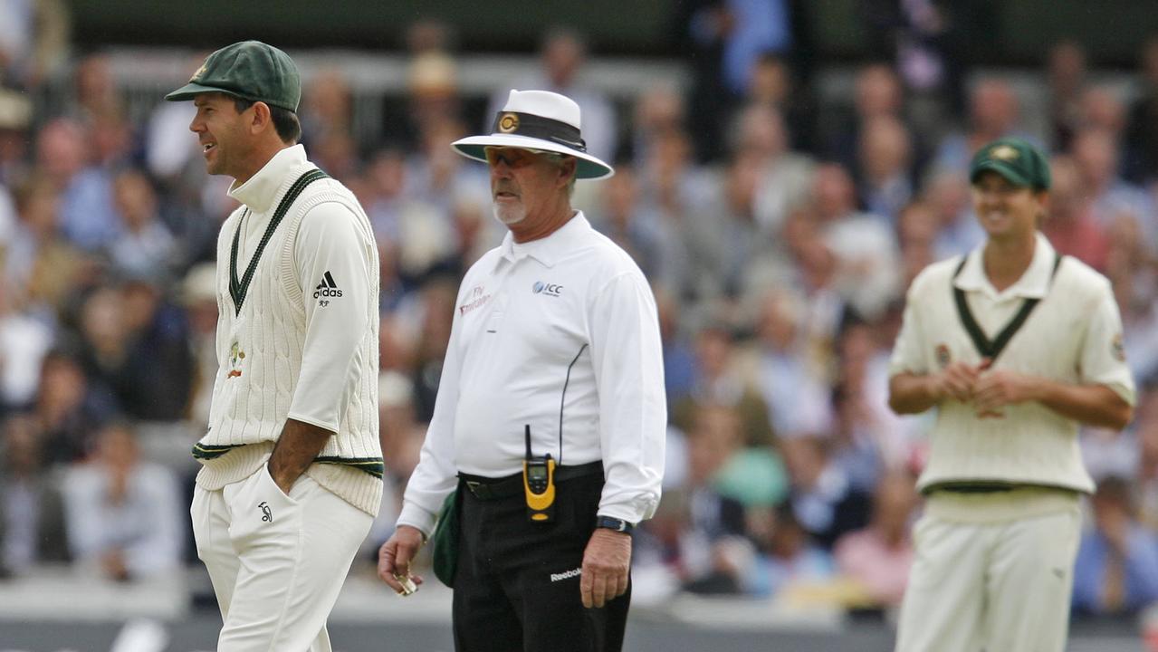 Rudi Koertzen and Ricky Ponting in 2009.