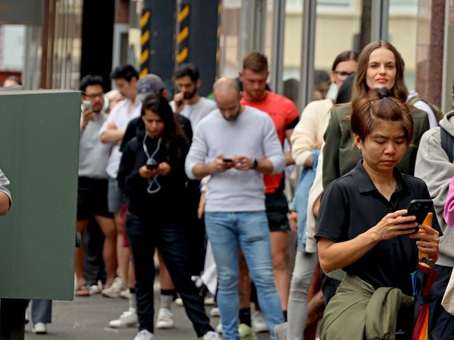 SYDNEY AUSTRALIA - NCA NewsWire Photos MARCH 22, 2023: Dozens of Sydneysiders are pictured lined up outside an open-for-inspection rental apartment in Surry Hills. The rental crisis remains one of the key issues of the 2023 NSW state election. Picture: NCA NewsWire / Nicholas Eagar