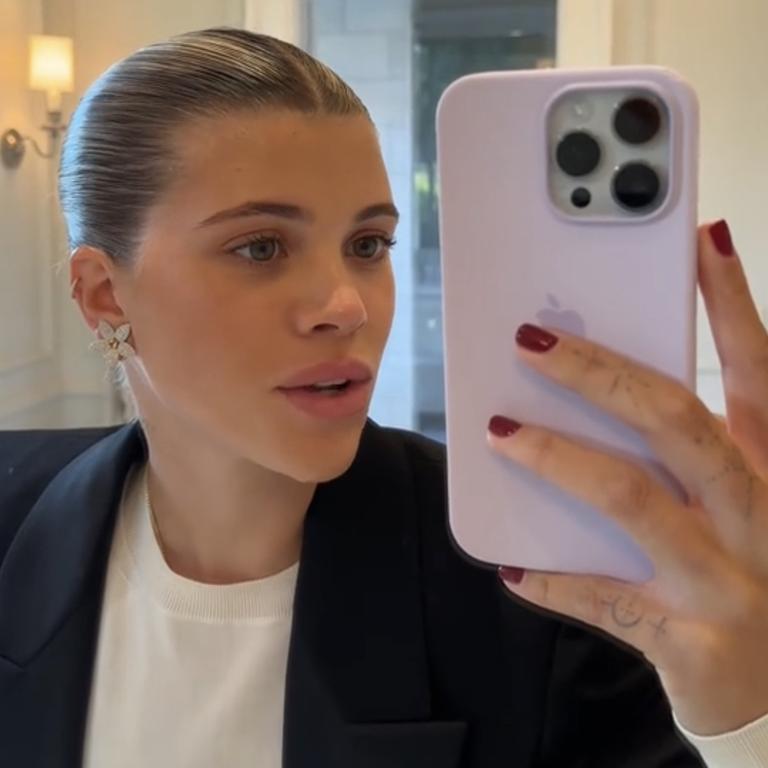 Sofia Richie Grainge shared a ‘slick lazy girl bun’ tutorial that quickly went viral. Picture: TikTok/Sofia Richie Grainge