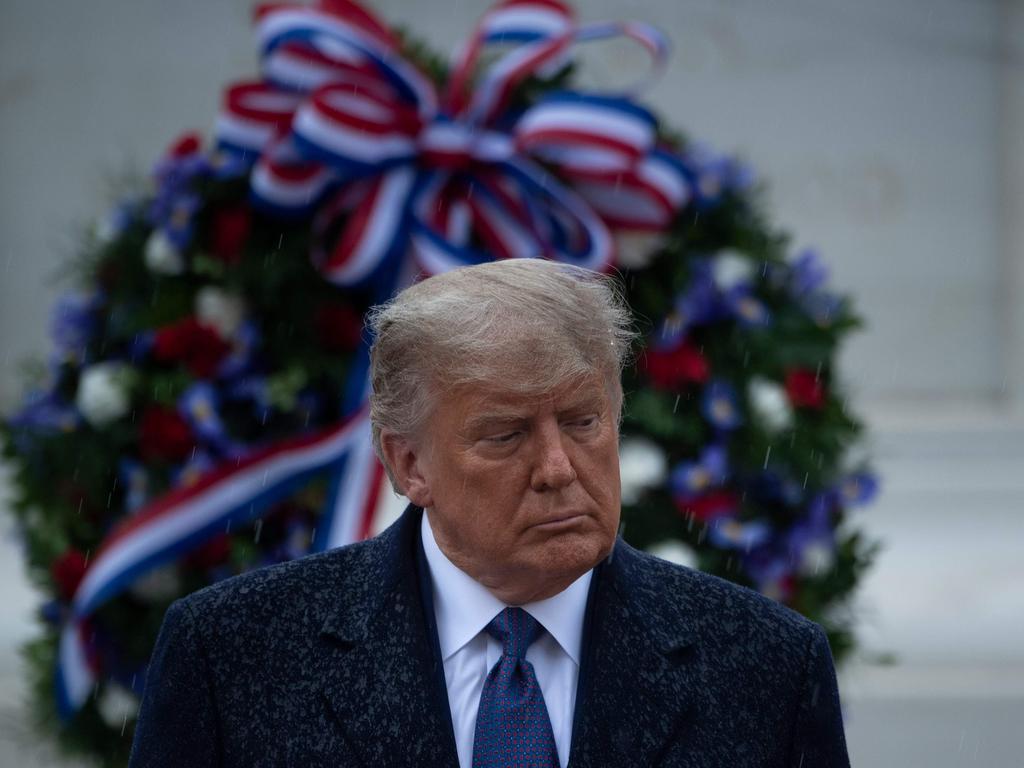 US President Donald Trump attends a National Day of Observance wreath laying ceremony at Arlington National Cemetery in Arlington, Virginia. Picture: AFP