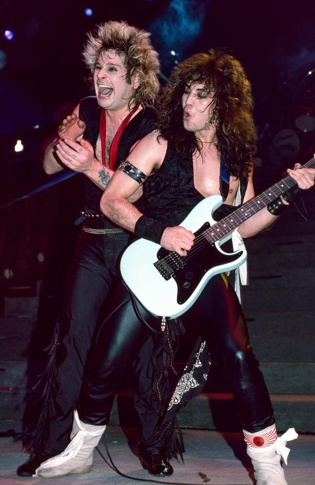 Lee was a former guitarist for Ozzy Osbourne, seen here performing with him at Madison Square Garden in 1984. Picture: Larry Busacca/Getty Images