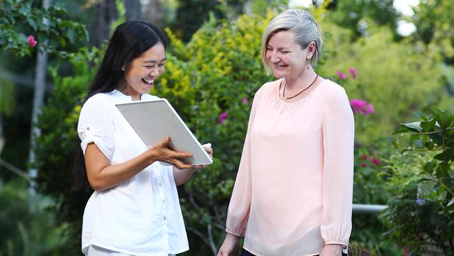 Transcendental Meditation is growing in popularity among Cairns residents seeking a more relaxed way of living. Certified Transcendental Meditation Teacher Treya Yew Ling Tan teaches meditation principles to student Brianne Torison. Picture: Brendan Radke