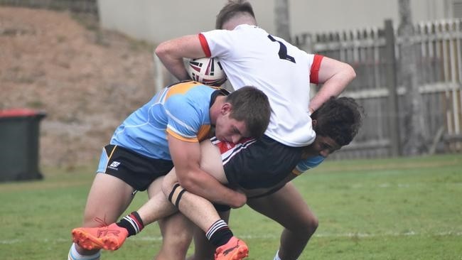 Peninsula versus Wide Bay, 16-18 years boys, at the Queensland School Sport rugby league state championships at Marley Brown Oval, Gladstone, on May 17, 2025. Photo: Pam McKay