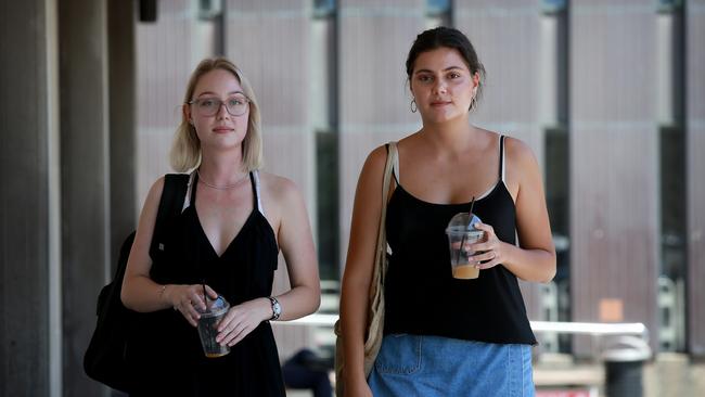 Sydney University students Claudia Reed (L) and Eleni Vellios said the “Consent Matters” module was “unrealistic”. Picture: Toby Zerna