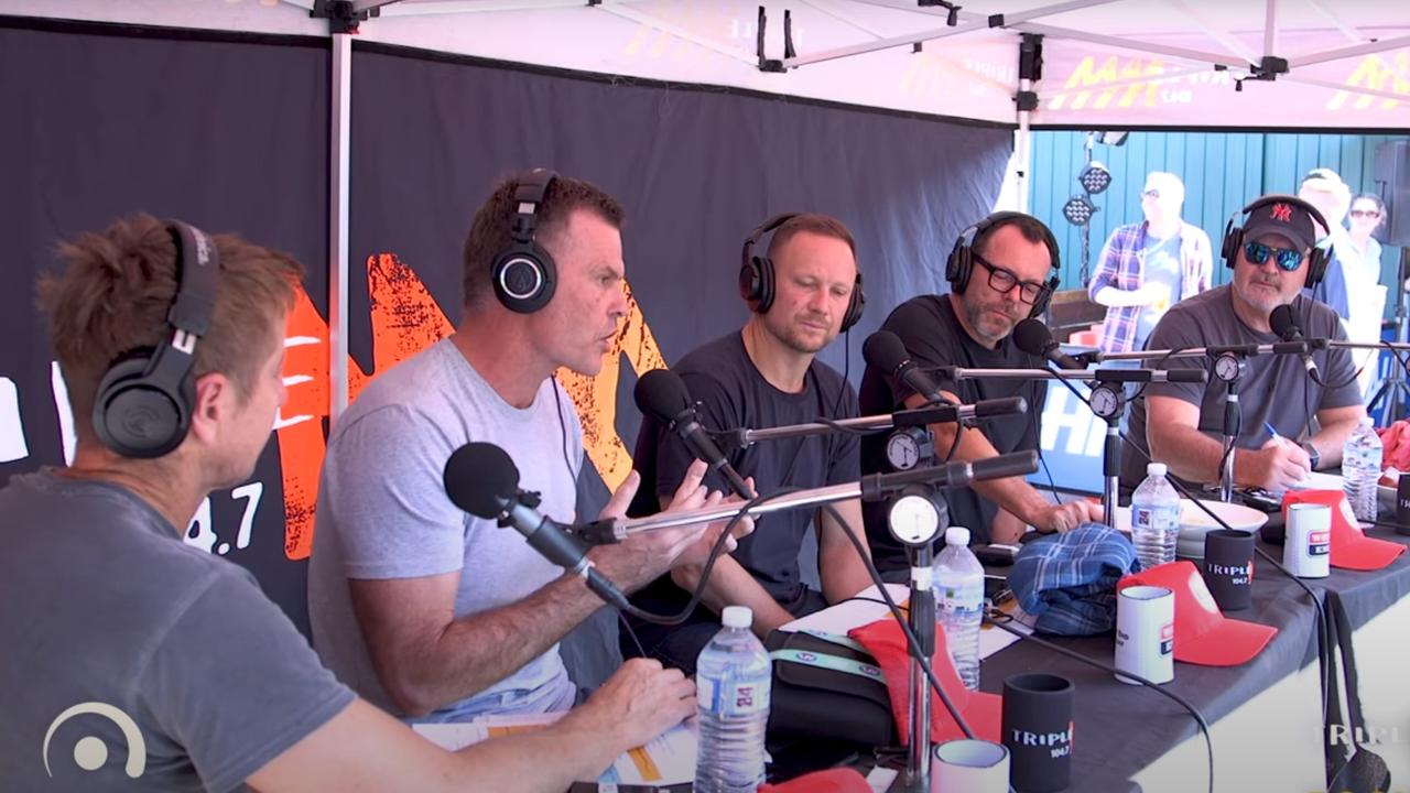 The Friday Huddle team live from Norwood. Photo: YouTube, Triple M.