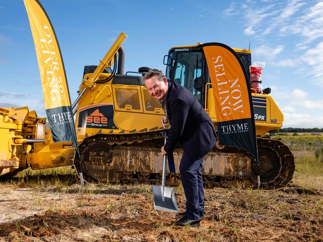 Serenitas CEO Rob Nichols turning the sod on the new Thyme Lifestyle Resort  in Evans Head.