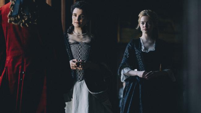 Rachel Weisz and Emma Stone in The Favourite. Their dual nomination will make it hard for either to win.