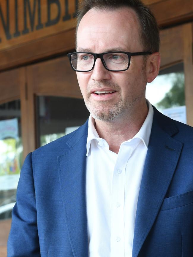 David Shoebridge rebounded well against heckling at the announcement of the Greens legalise cannabis policy in Nimbin. Picture Cath Piltz